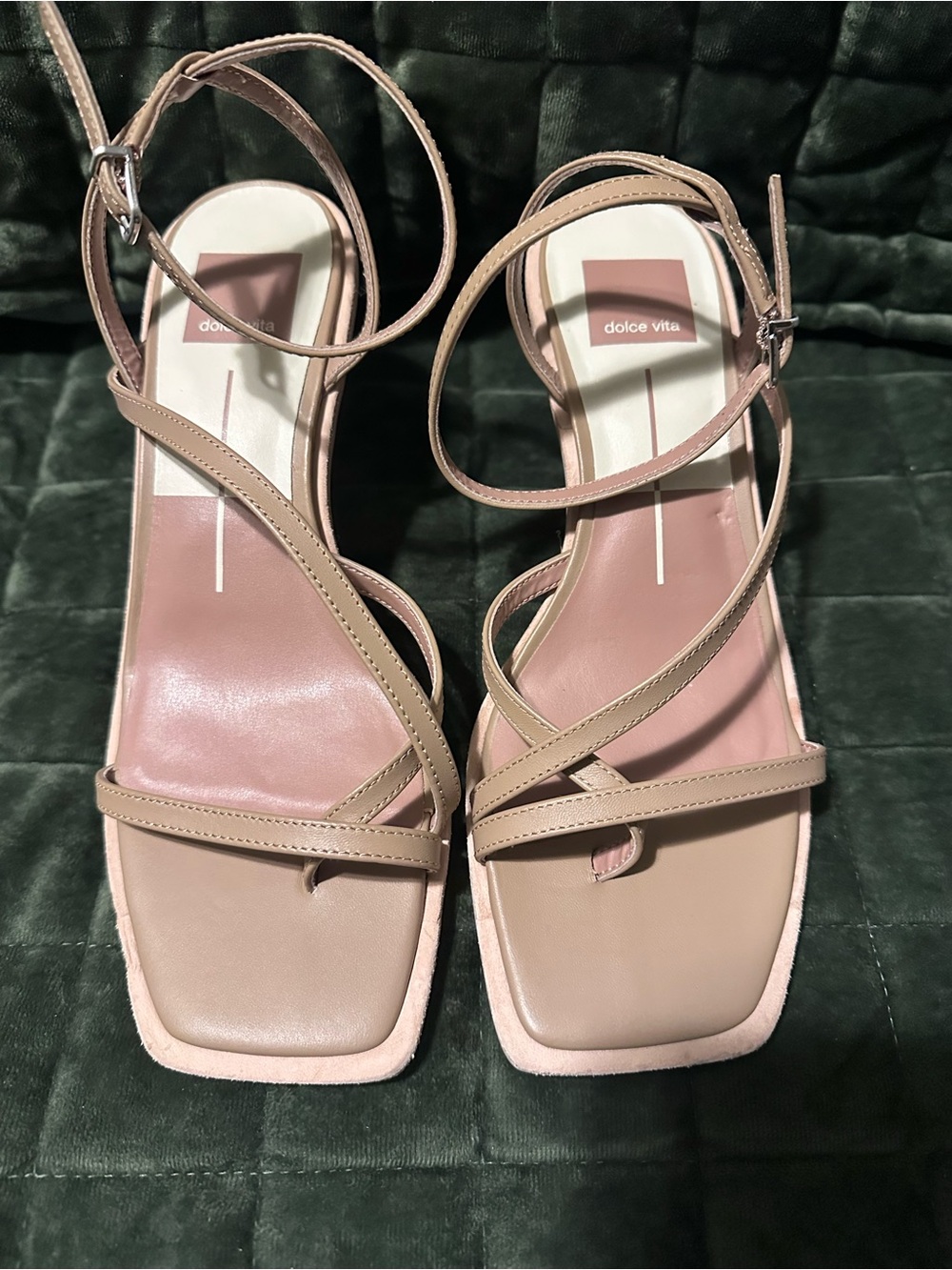 Dolce Vita Taupe Multi-Strap Square-Toe Sandals
